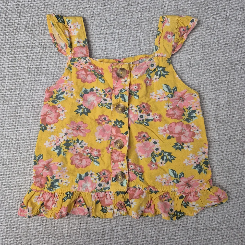 Little Lass Floral 2-Piece Skort Set Yellow Pink 24M Spring Summer Outfit - Picture 4 of 12